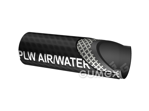 Tlaková hadica na vodu a vzduch PLW 10, 25/33mm, 10bar, syntetická guma/syntetická guma, -30°C/+70°C, čierna
